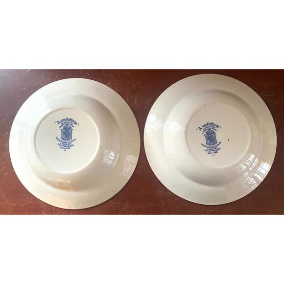 Avon Cottage Blue White Set of 2 Soup Bowls Thos Hughes Staffordshire England 8" - Picture 5 of 7